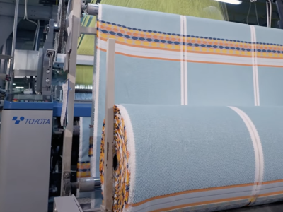 Jacquard towel weaving machine producing cotton terry towels in Vietnam
